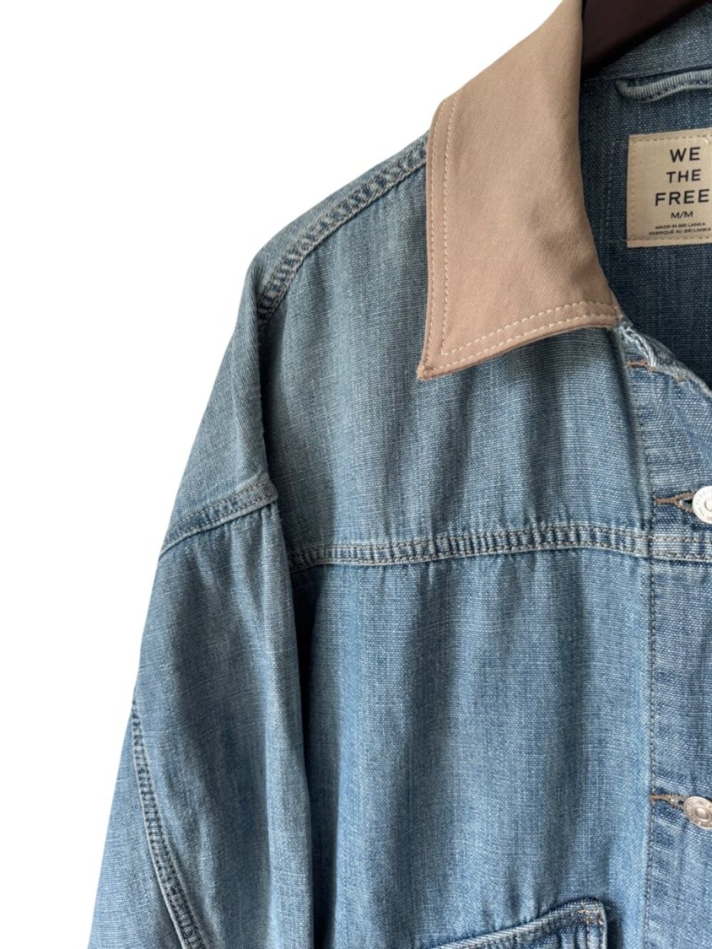 We The Free Lemon Denim Jacket Size Med Denim Oversized Chore Barn Style Pockets - Picture 12 of 12